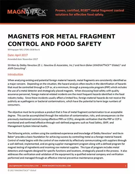 Magnets for Metal Fragment Control